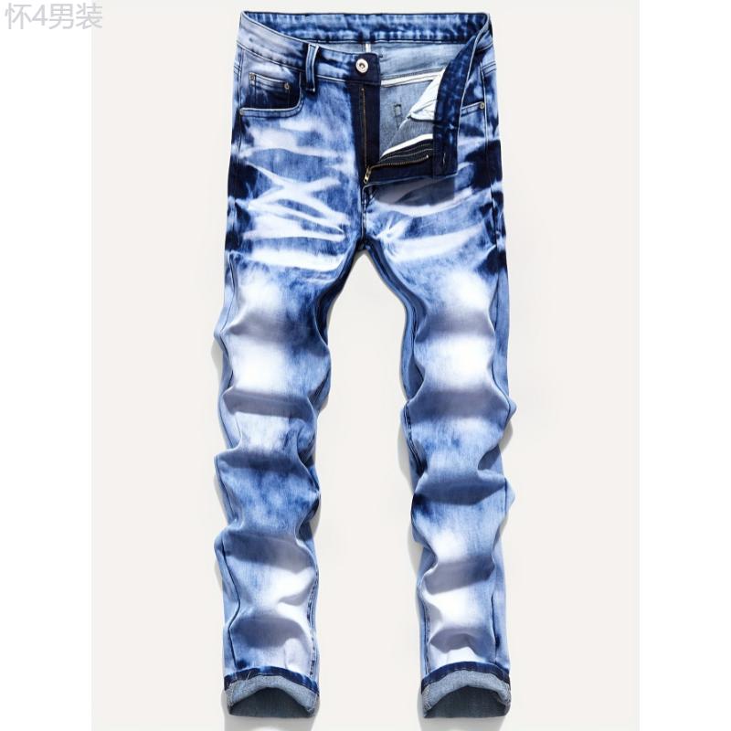 Slim Fit Mid Stretch Denim Jeans - Classic Fashion Style, Soft Cotton Blend, Solid Color, Regular Length, Hand Washable - Perfect for Spring and Summer Menswear Spandex Trouser Pants Fabric Polyester Fabric Polyester Pocket