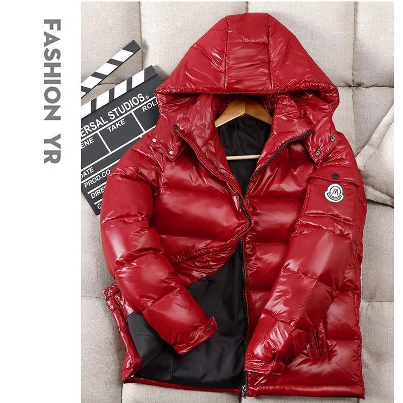 Winter Men Shiny Puffer Jackets Hooded Casual White Duck Down Coats Male Outdoor Windproof Warm Jackets 4XL