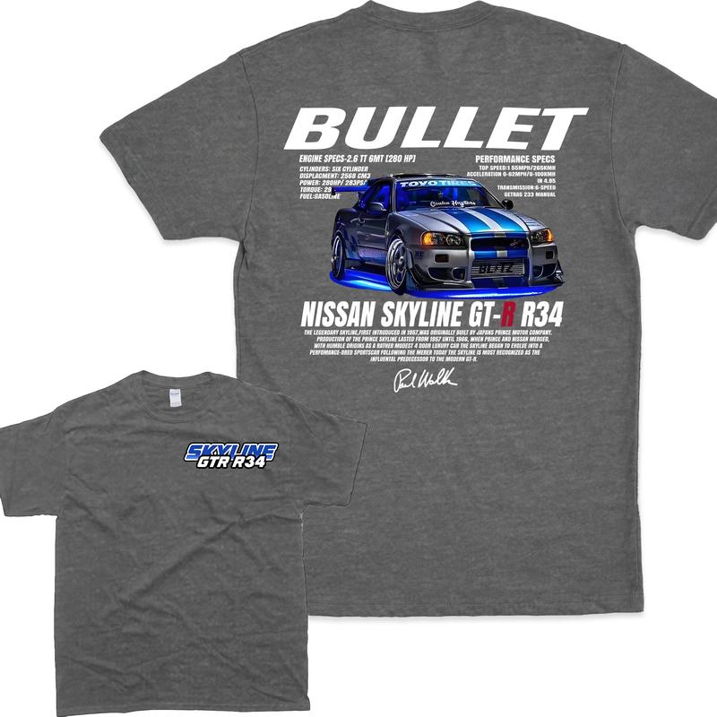 Bullet Skyline Nissan GTR T-shirt, Fast Furious car T-shirt,  Unisex T-shirt For Men, For Women, Gift Mens, Gift Womans, tshirt top Fashion Menswear