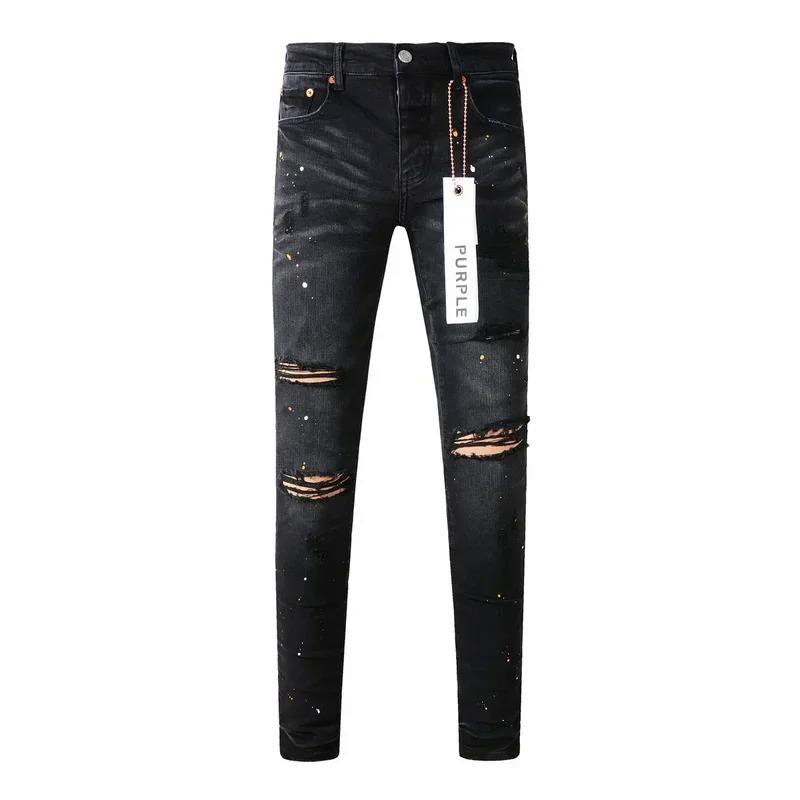 Purple Jeans American High Street Paint Hole Black 9045 2024 New Fashion Trend High Quality Jeans Menswear Man