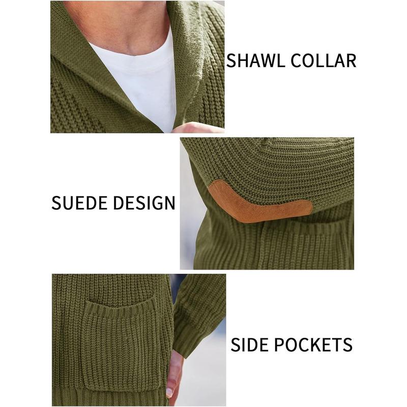 Men's Shawl Collar Cardigan Sweater Multi-Color Button Down Knitted Sweaters with Pockets