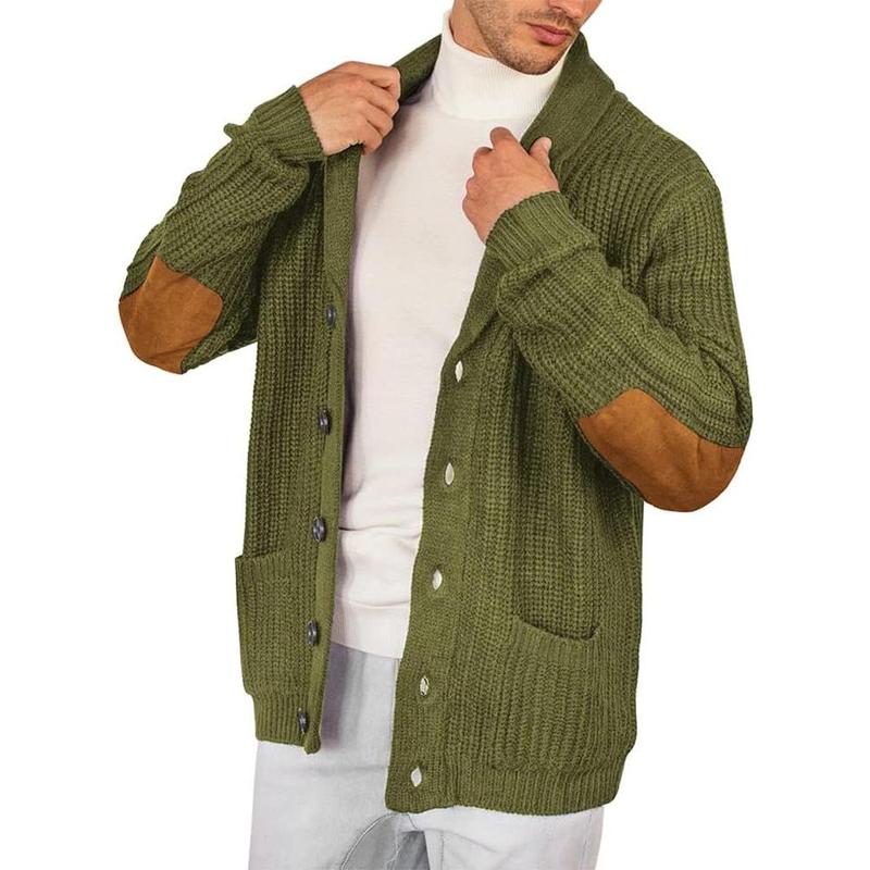 Men's Shawl Collar Cardigan Sweater Multi-Color Button Down Knitted Sweaters with Pockets