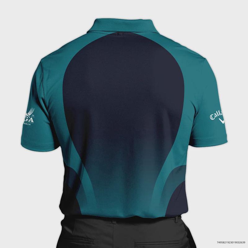 2024 PGA Championship Callaway Golf Polo Shirt Dark Cyan Very Dark Blue Gradient Golf Sports All Over Print Polo Shirt For Men