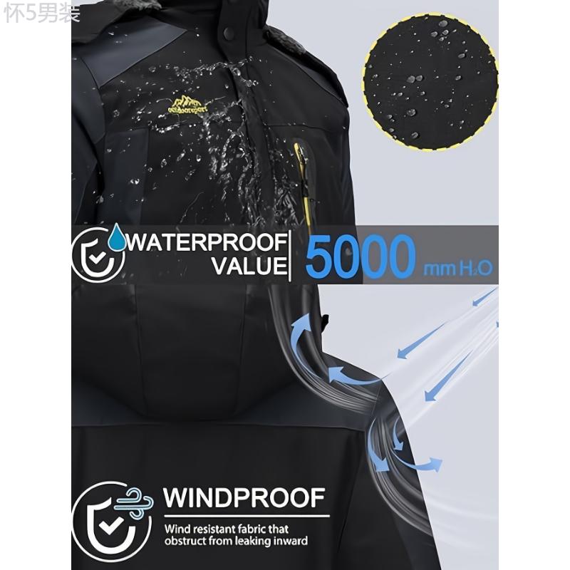 Waterproof Softshell Explorer Jacket - Windproof, Warm Fleece-Lined, Detachable Hood, Multiple Pockets, Breathable, Lightweight, Ideal for Outdoor Winter Adventures Casual Menswear Sleeve Coats Collar Polyester Tops Fabric Hoodie Long Sleeve Wetsuit