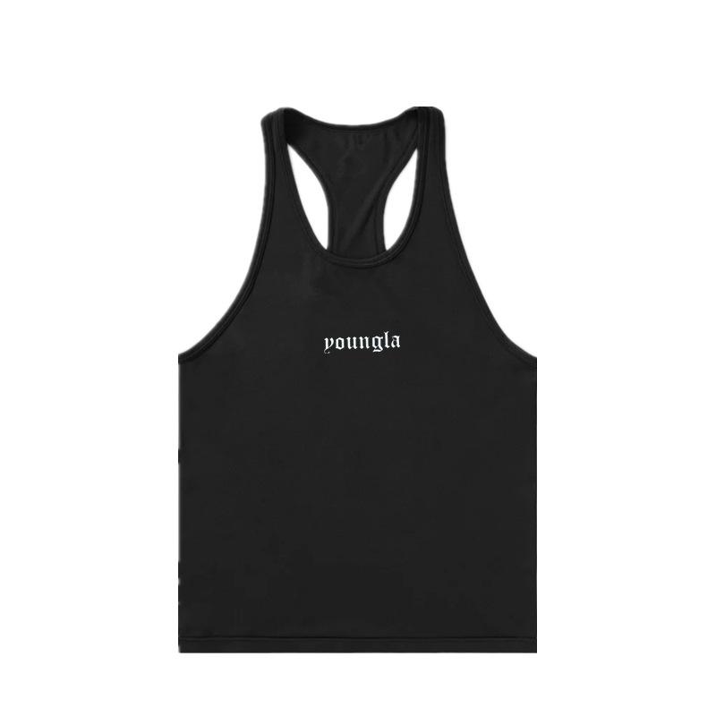 Youngla New Running Sports Workout Sleeveless Top Casual Breathable Stretch Muscle Giant Wait Lifting Vest