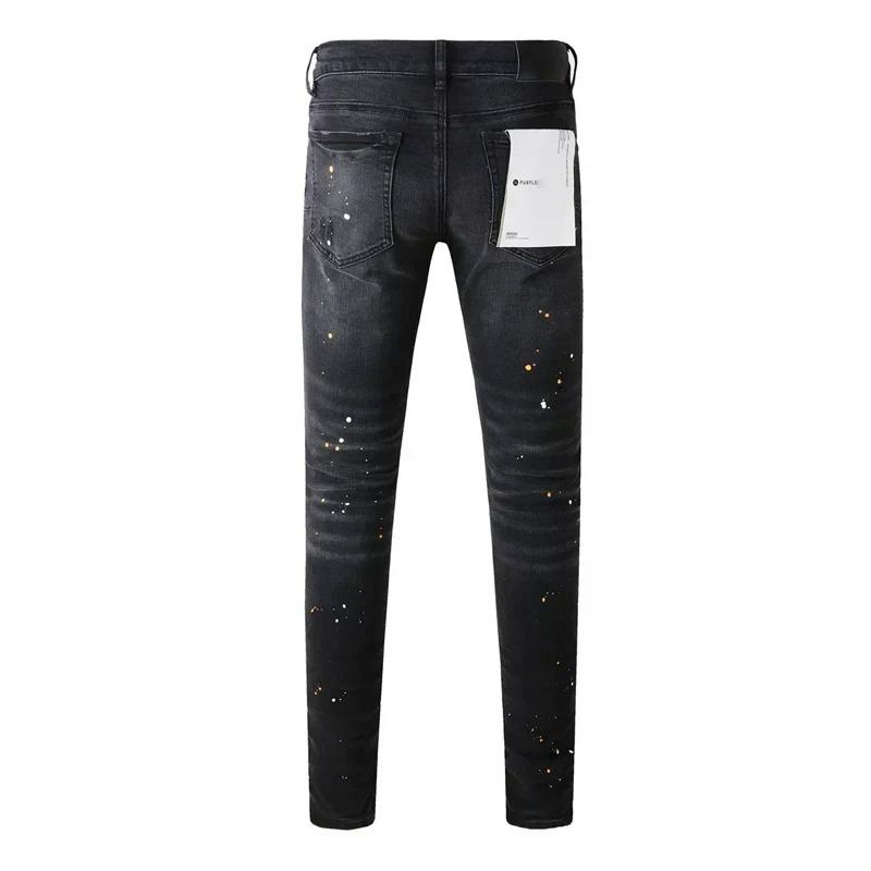 Purple Jeans American High Street Paint Hole Black 9045 2024 New Fashion Trend High Quality Jeans Menswear Man