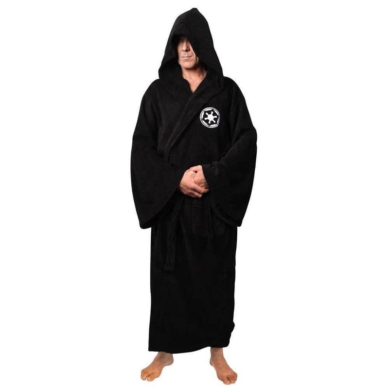 Male Flannel Robe Male With Hooded Thick Star Dressing Gown Jedi Empire Men's Bathrobe Winter Long Robe Mens Bath Robes Homewear