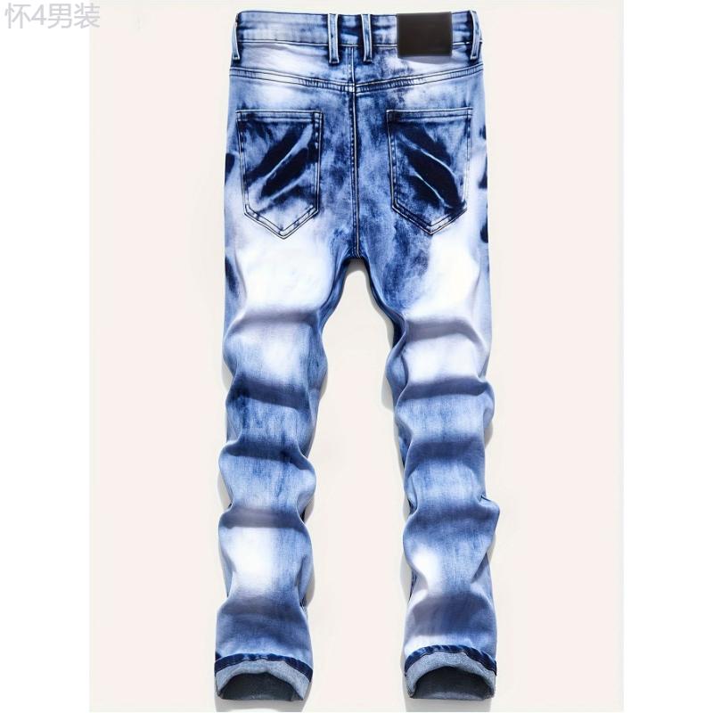 Slim Fit Mid Stretch Denim Jeans - Classic Fashion Style, Soft Cotton Blend, Solid Color, Regular Length, Hand Washable - Perfect for Spring and Summer Menswear Spandex Trouser Pants Fabric Polyester Fabric Polyester Pocket