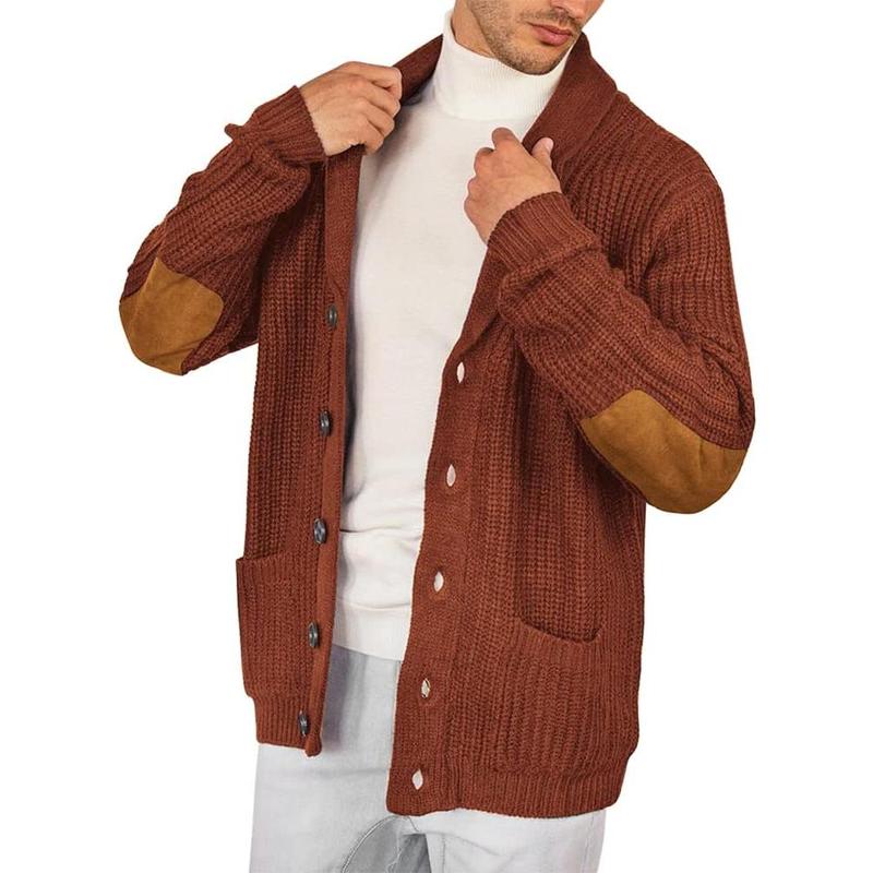 Men's Shawl Collar Cardigan Sweater Multi-Color Button Down Knitted Sweaters with Pockets