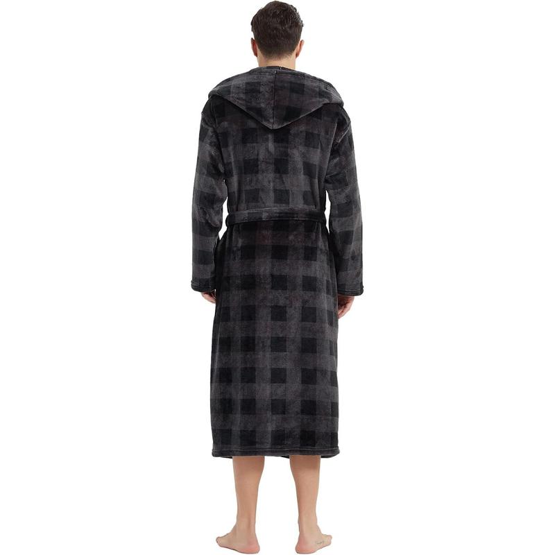 Men's hooded bathrobe, wool bathrobe, men's plush bathrobe, warm and skin-friendly