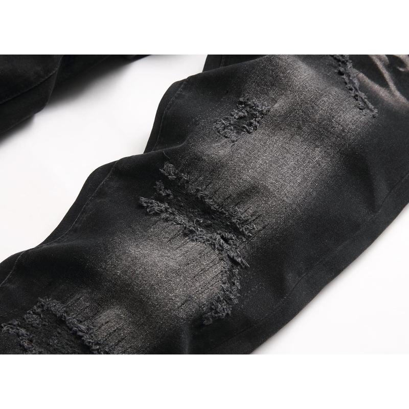 Men's Fashion Biker Classic Distressed Straight Slim Fit Designer Jeans For Men Denim Pants