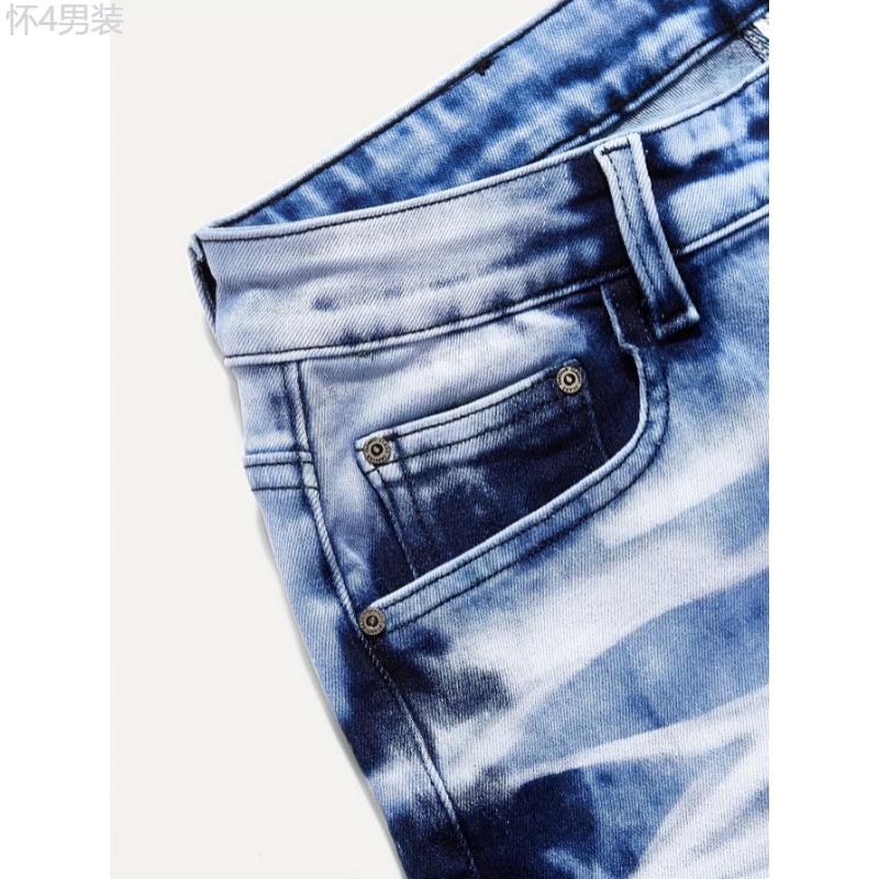 Slim Fit Mid Stretch Denim Jeans - Classic Fashion Style, Soft Cotton Blend, Solid Color, Regular Length, Hand Washable - Perfect for Spring and Summer Menswear Spandex Trouser Pants Fabric Polyester Fabric Polyester Pocket