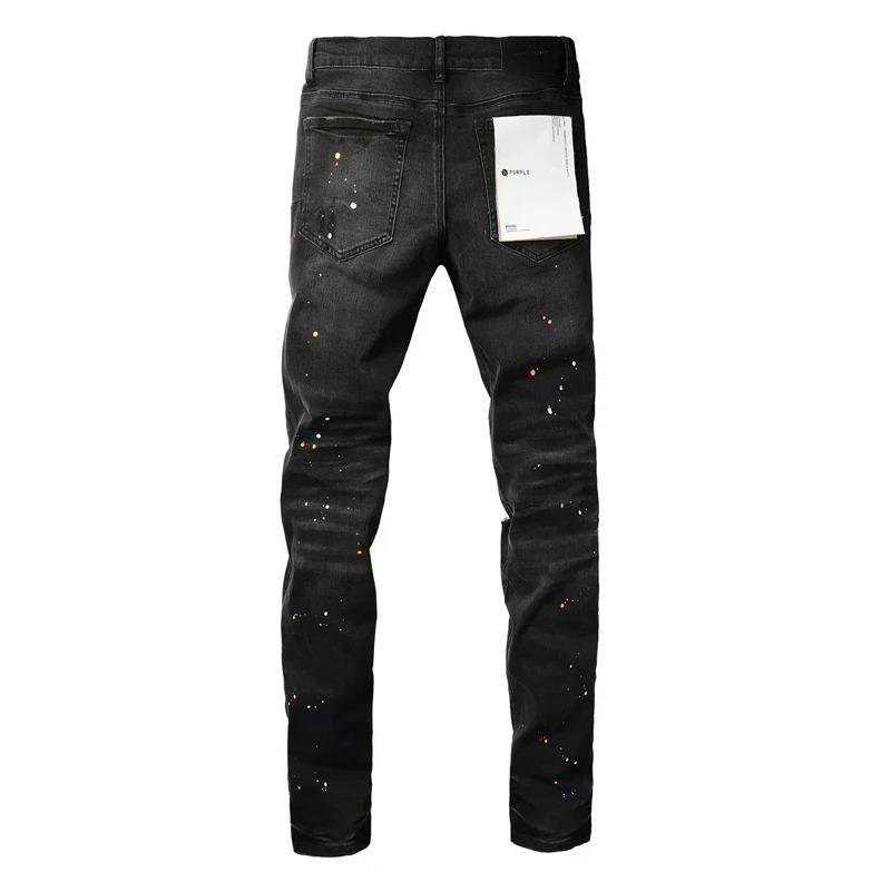 Purple Jeans American High Street Paint Hole Black 9045 2024 New Fashion Trend High Quality Jeans Menswear Man