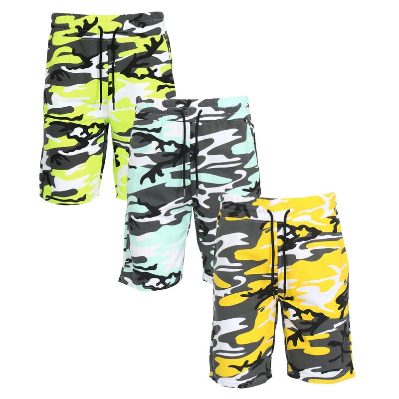 3 Pack Men's Camo Printed French Terry Shorts (Sizes, S-2XL)