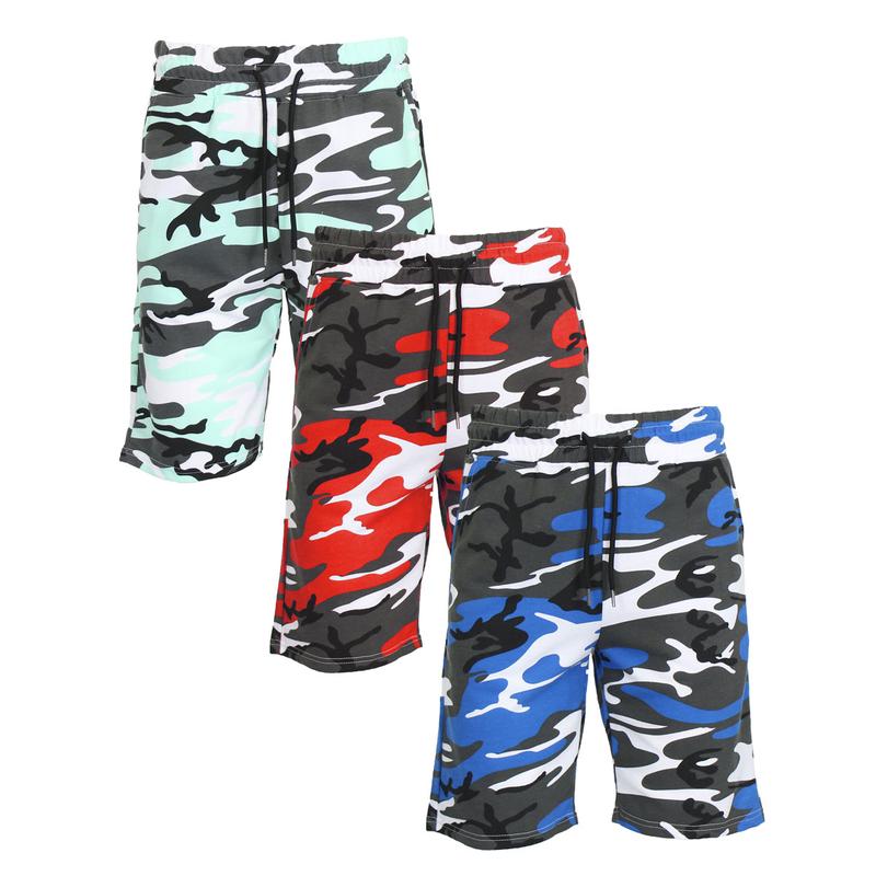 3 Pack Men's Camo Printed French Terry Shorts (Sizes, S-2XL)