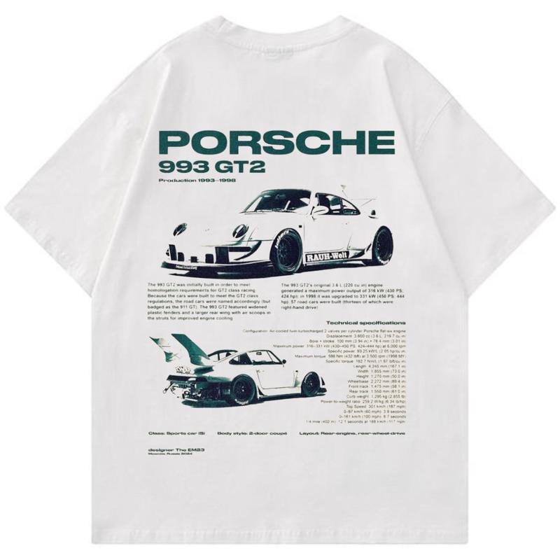 Porsche 993 GT2 T-shirt Light, Car Enthusiast Shirt, Car Clothing