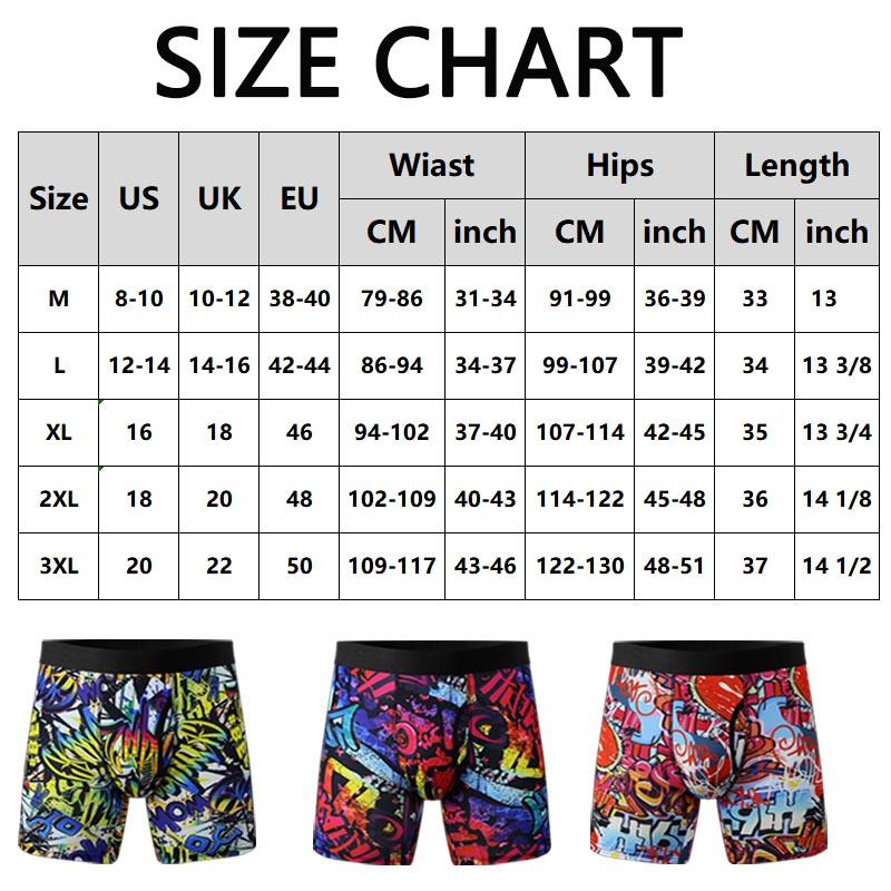 3 PACK Mens Long Boxer Shorts Anti Chafing Underwear Comfort Sport Briefs Trunks Menswear