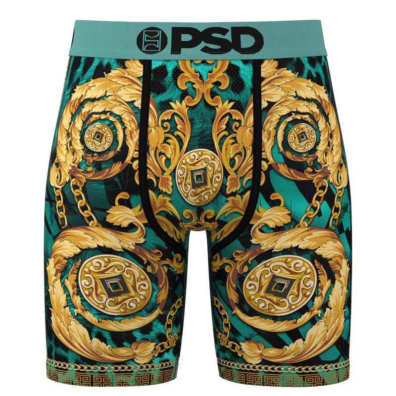 PSD Men's Regal Cheetah Boxer Brief - Standard Length 7 Inch Inseam, Moisture-Wicking 4-Way Stretch Fabric