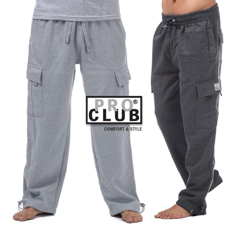 PROCLUB Men's Heavyweight Cargo Sweatpants for Hip Hop Fans - Motocross Trouser Menswear Cotton Fabric