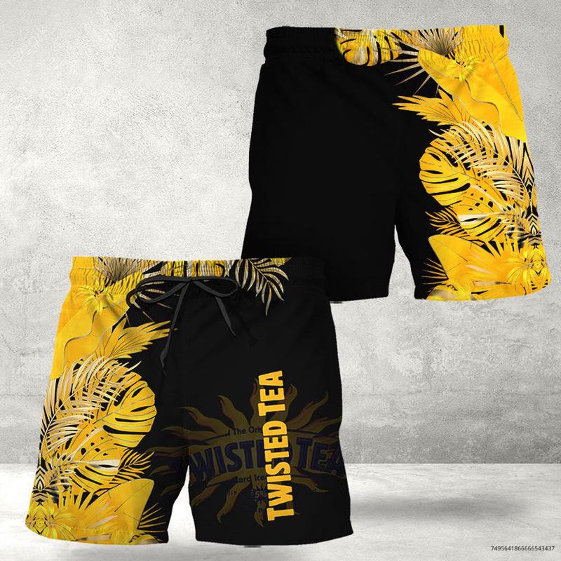 Twisted Tea Tropical Kentia Palm Swim Trunks, Hawaiian Shorts For Men Dad Friend, Aloha Shirt, Trendy Gift, Twisted Tea Beach Short