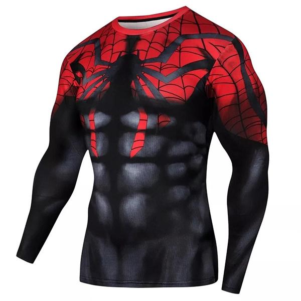 3D Super Hero Quick-Drying Elastic Compression Sport Cosplay Short  Long Sleeves T-Shirt Casual Menswear Clothes Costumes (Captain Style) Gamis Bestie