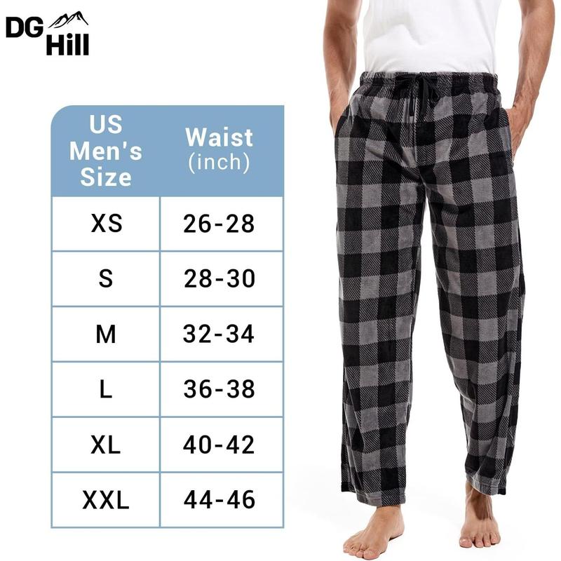 1Pack or 3Pack Mens PJ Pajama Pants Bottoms Fleece Lounge Pants Sleepwear Plaid PJs with Pockets Microfleece