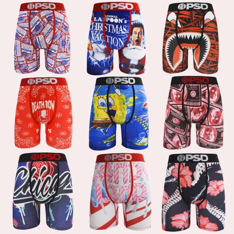 Cute cartoon pattern men's antibacterial underwear, casual boxer shorts, breathable and comfortable stretch boxer shorts