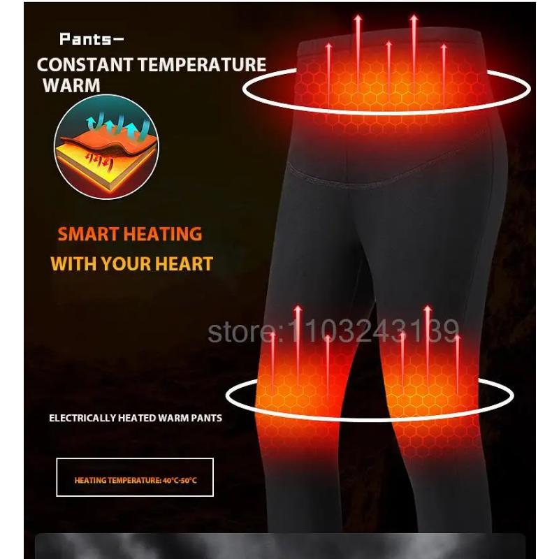 Winter Heating Heated Underwear Motorcycle Jacket Women Men USB Electric Heating Underwear Fleece Thermal Long Johns