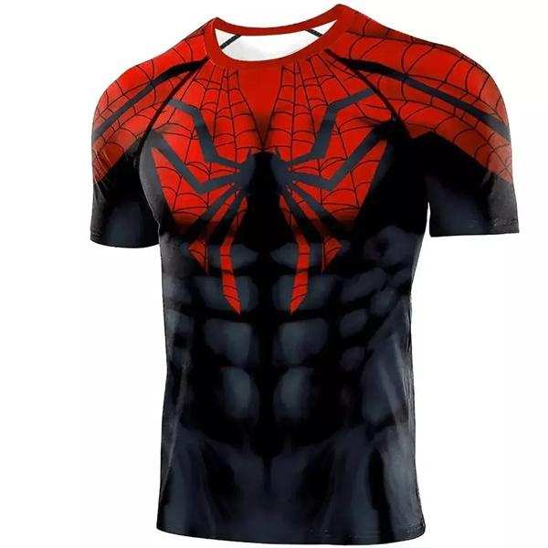 3D Super Hero Quick-Drying Elastic Compression Sport Cosplay Short  Long Sleeves T-Shirt Casual Menswear Clothes Costumes (Captain Style) Gamis Bestie