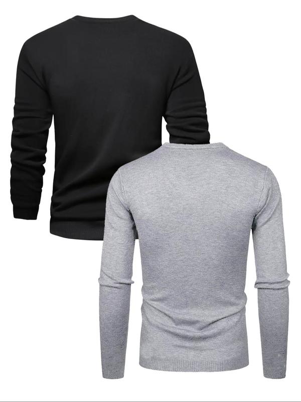 Men's Letters Print Round Neck Sweatshirt Set, Regular Fit Casual Long Sleeve Crew Neck Pullover for Fall & Winter, Men's Clothes for Daily Wear, Mens Clothing