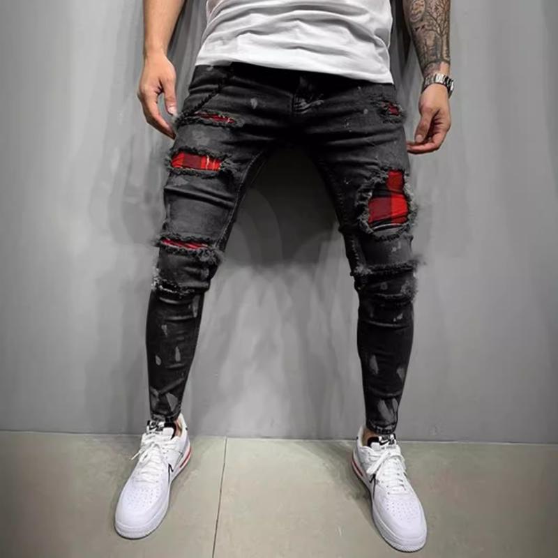 2024 High Quality Men's Jeans Paint Ripped Fashion Popular Jeans Men's New