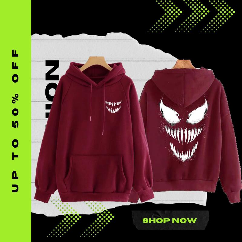 [Ready Stock In Malaysia]Venom Smile Hoodie Lelaki Jacket Sweatshirts Unisex Hoodie Long Sleeve Swag Hoodie Men Clothes