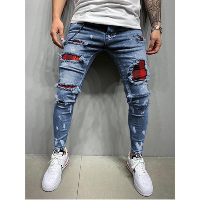 2024 High Quality Men's Jeans Paint Ripped Fashion Popular Jeans Men's New