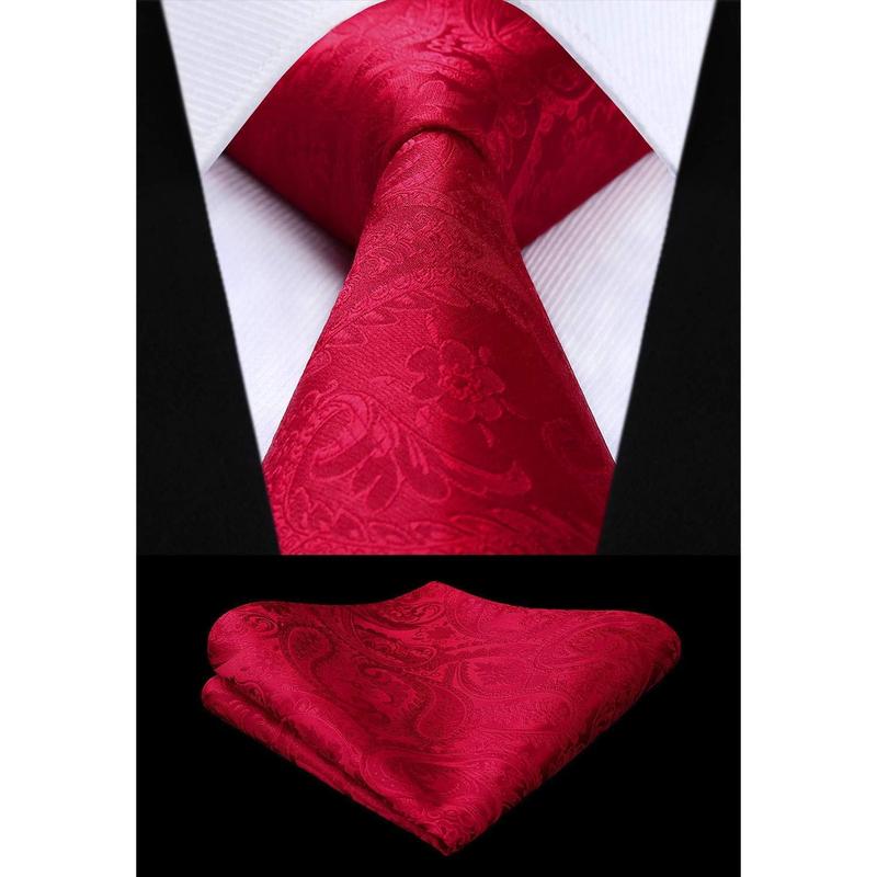 Men's Vest Tie Set Paisley Floral Jacquard Necktie Pocket Square 3PCS Waistcoat for Suit or Tuxedo Wedding Party