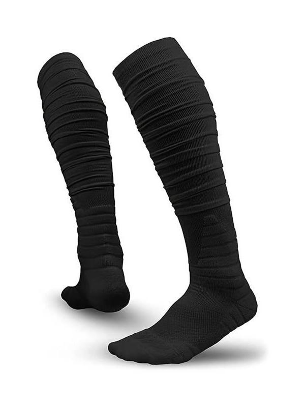 Men's 1 Pair Solid Anti-Slip Over The Calf Socks, Casual Comfy Breathable Socks For Daily Outdoor Wear, Men's Socks For All Seas