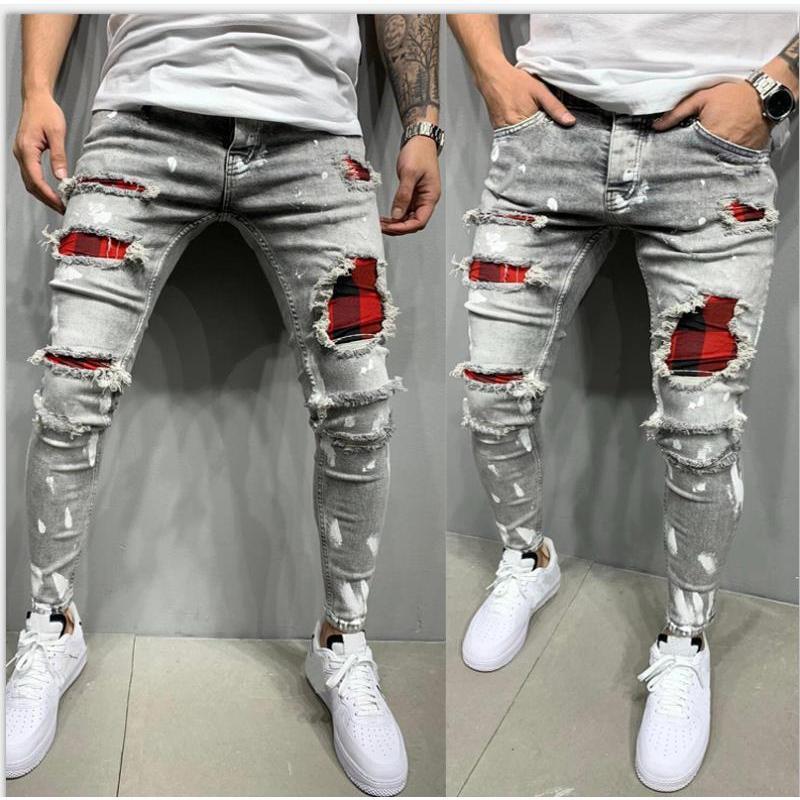 2024 High Quality Men's Jeans Paint Ripped Fashion Popular Jeans Men's New