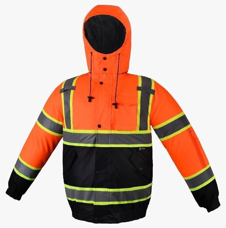 Orange Two Tone Deluxe High Visibility Waterproof Bomber Jacket 702 Menswear Coats