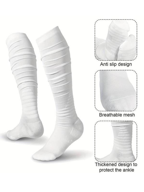 Men's 1 Pair Solid Anti-Slip Over The Calf Socks, Casual Comfy Breathable Socks For Daily Outdoor Wear, Men's Socks For All Seas