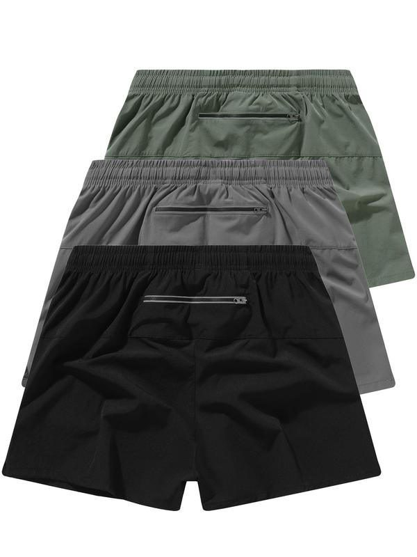 Men's Solid Drawstring Waist Shorts, Regular Fit Casual Pocket Shorts for Daily Outdoor Wear, Men's Bottoms for All Seasons