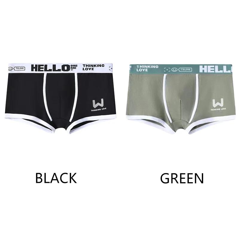 Men Boxer Shorts Panties Cotton Underwear Black Green XL 2XL 3XL Letter Belt Breathable Soft Fashion Sports