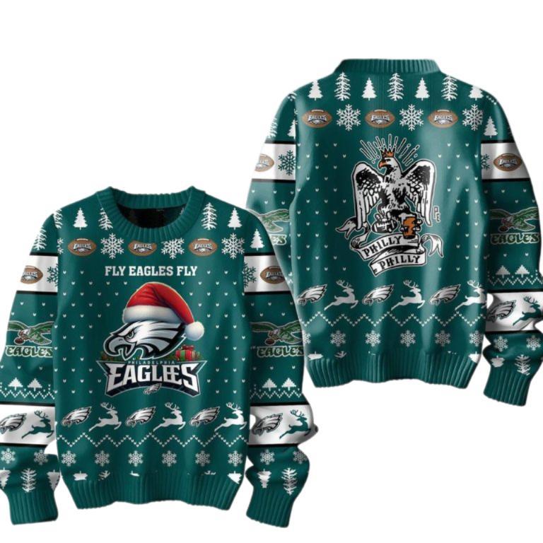 Fly Eagles Fly Philly Christmas Ugly Sweater, Christmas Sweater, Retro Trendy Ugly Sweater Lover Gift For Dad Gift For Mom Outfit For Family Holiday