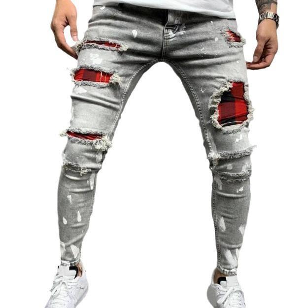 2024 High Quality Men's Jeans Paint Ripped Fashion Popular Jeans Men's New