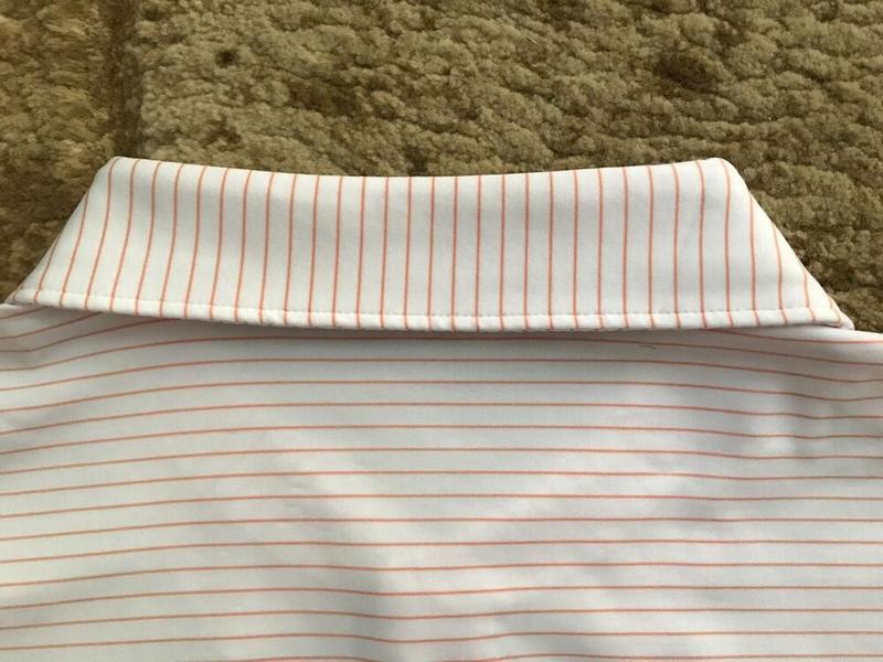 Peter Millar Crown Sport Golf Polo Shirt Size XL White Orange Striped NWT