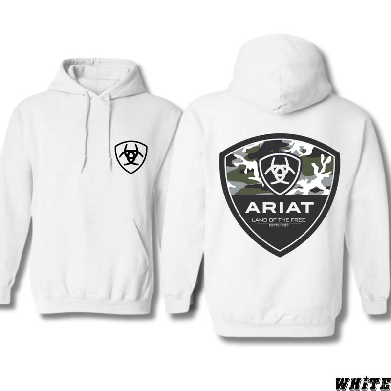 Ariat Camo Badge Hoodie - Bold Military-Inspired Design with Ariat Logo and Camo Pattern Perfect for Fans of Country Style and Outdoor Adventure Unisex Hoodie for Everyday Comfort