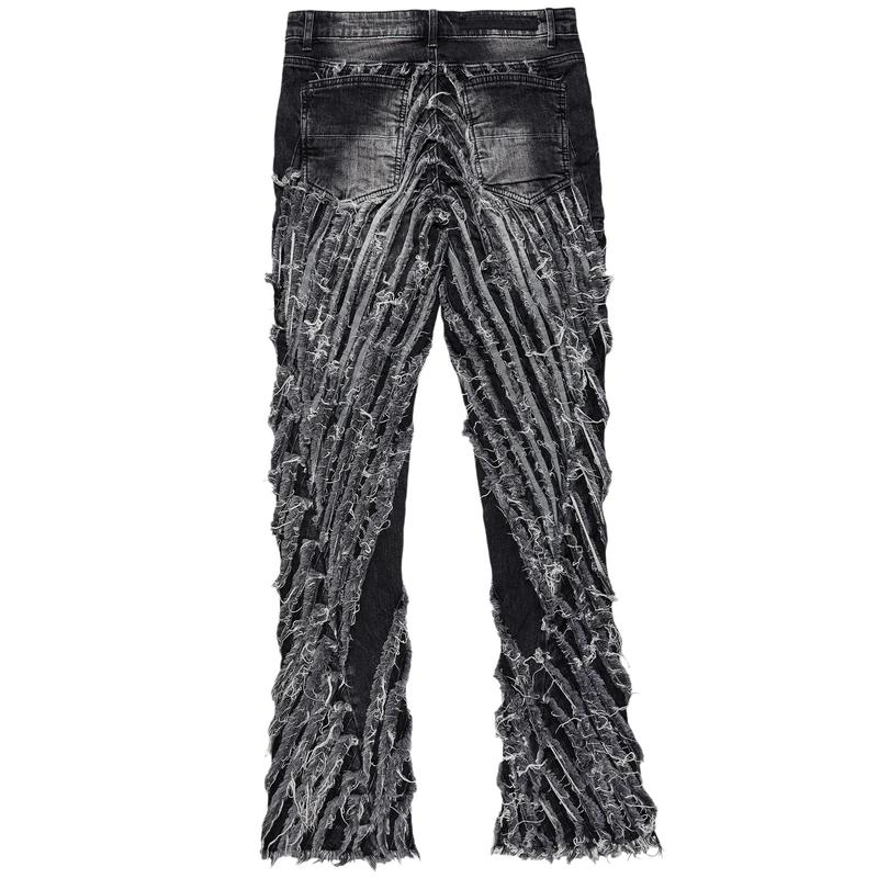 Figg Dark Grey Stacked Flare Jean