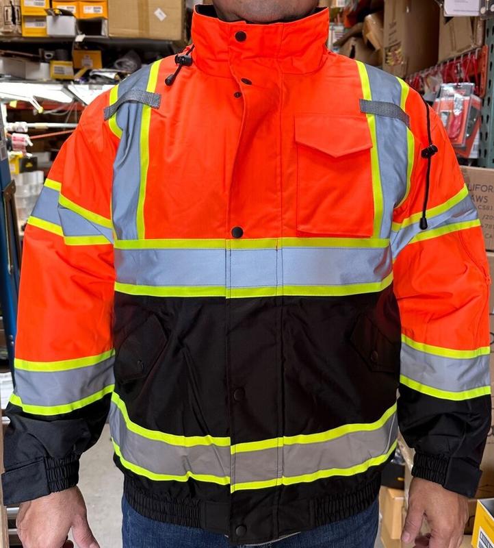 Orange Two Tone Deluxe High Visibility Waterproof Bomber Jacket 702 Menswear Coats