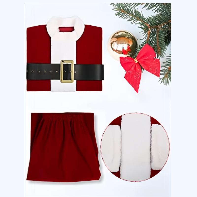 Christmas Clothing Costumes 13Pcs , Deluxe Velvet Christmas Santa Suit Outfit Jacket Adults Santa Costumes with Gloves