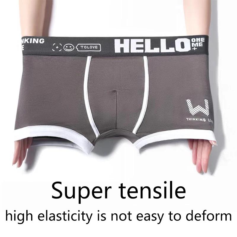 Men Boxer Shorts Panties Cotton Underwear Black Green XL 2XL 3XL Letter Belt Breathable Soft Fashion Sports