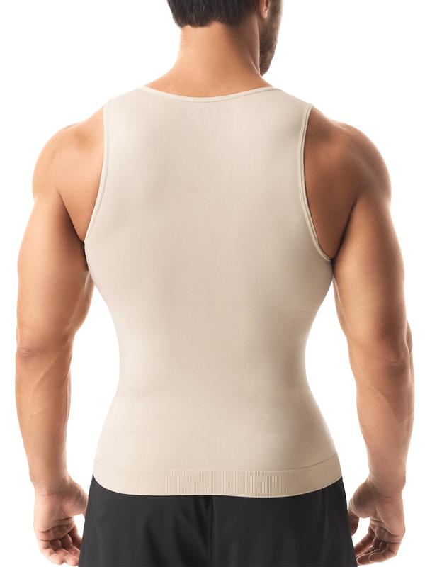 Men's Solid Color Compression Shapewear Tank Top, Breathable Comfortable Tummy Control Shaper, Men's Shapewear for Daily Wear