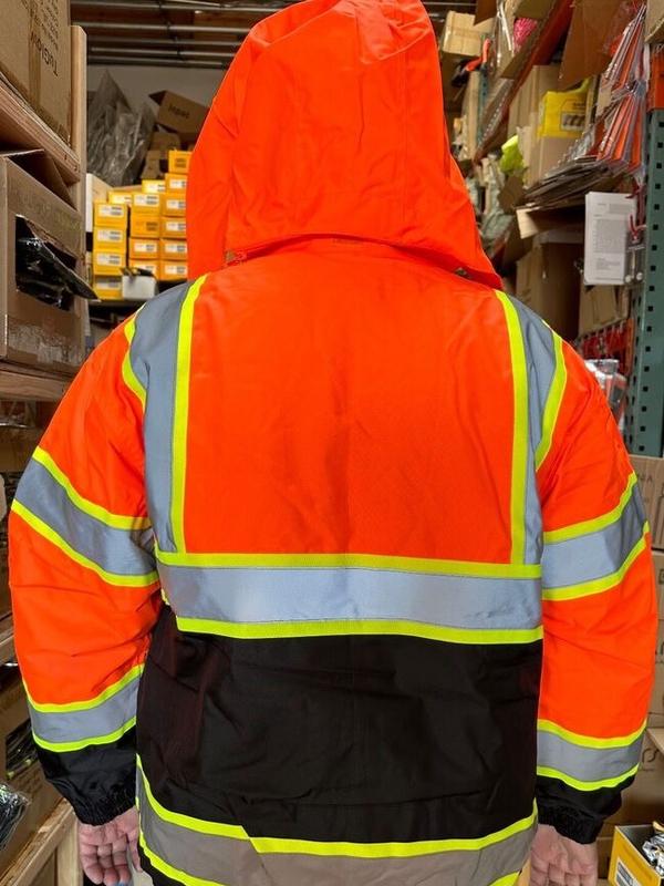 Orange Two Tone Deluxe High Visibility Waterproof Bomber Jacket 702 Menswear Coats